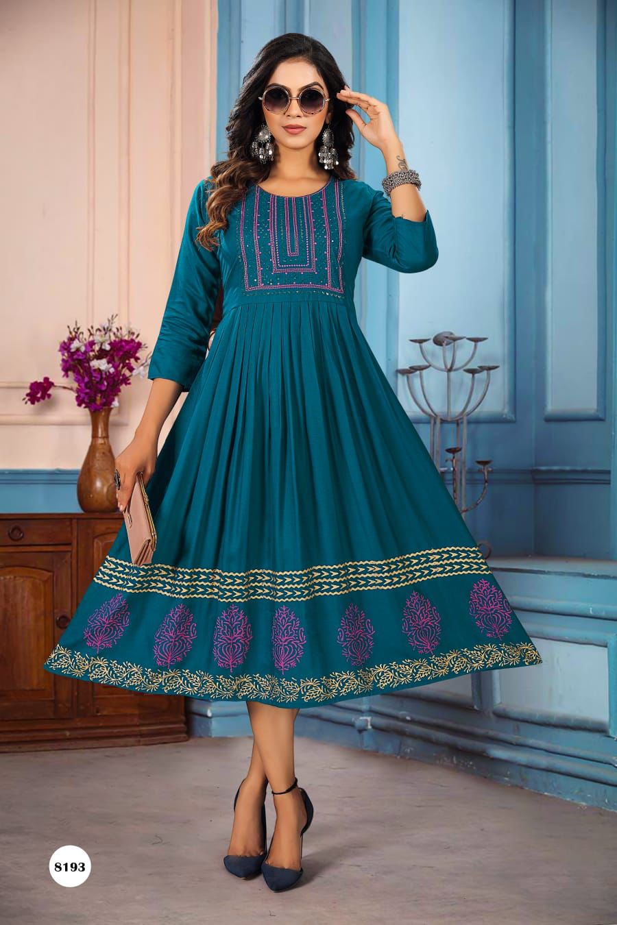 Golden Sejal 1 Fancy Festive Wear Heavy Rayon Designer Anarkali Kurti Collection